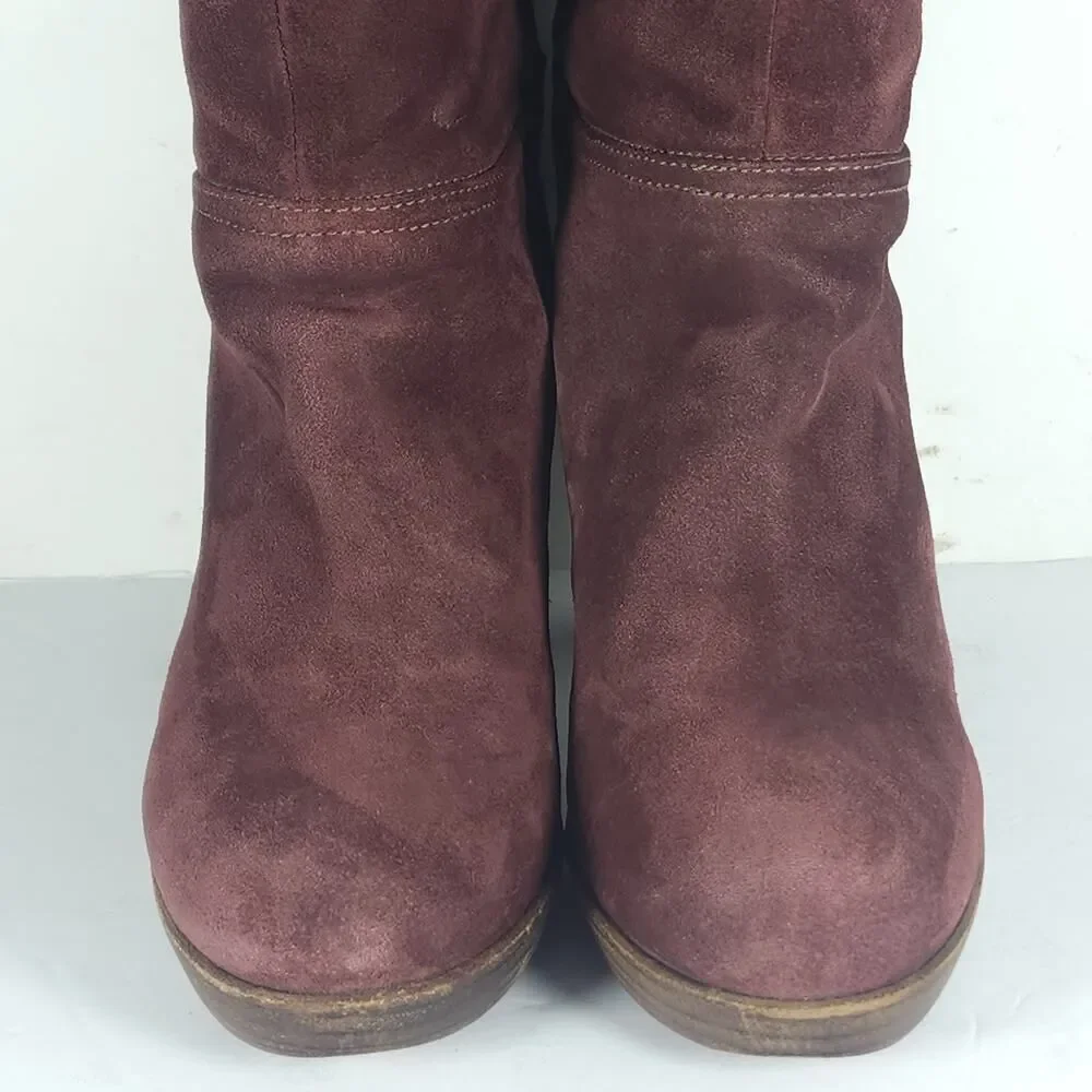 Fiorentini Baker Women's 39 US8,5 Burgandy Suede PullOn Fold Over Slouch Boots
